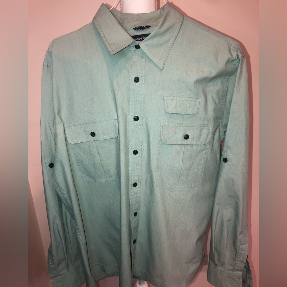 LANDS’‎ END SZ. Large Long sleeve button up, mint green